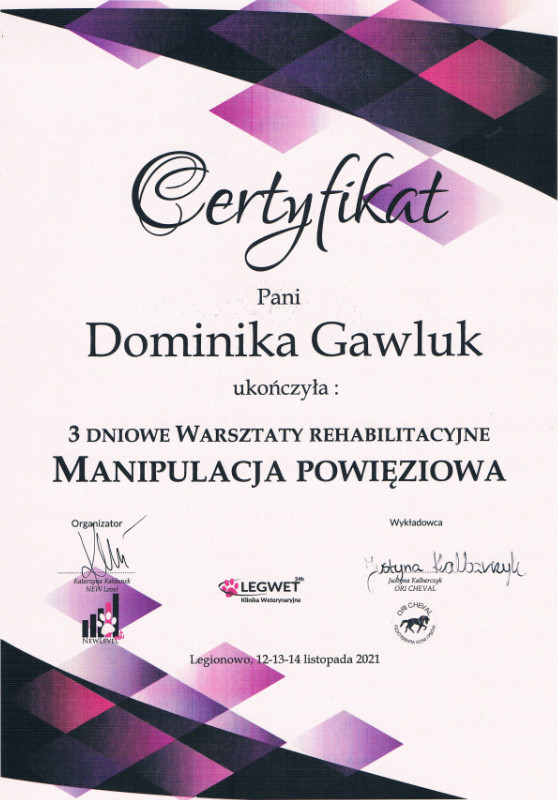 Certyfikat Manipulacja powięziowa