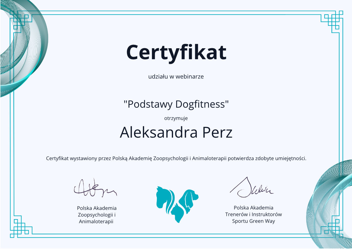 Certyfikat: Podstawy dogfitness